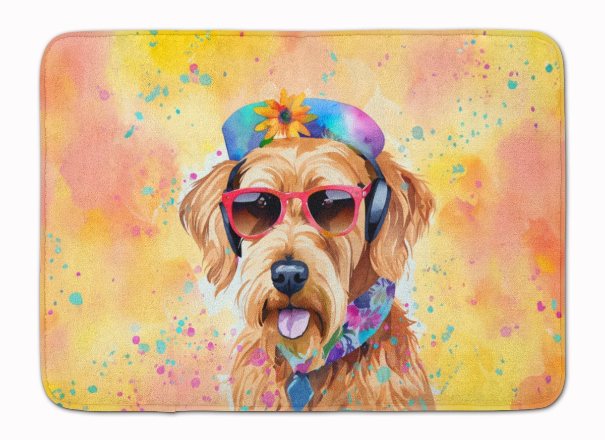 19 x 27 in. Airedale Terrier Hippie Dawg Memory Foam Kitchen Mat