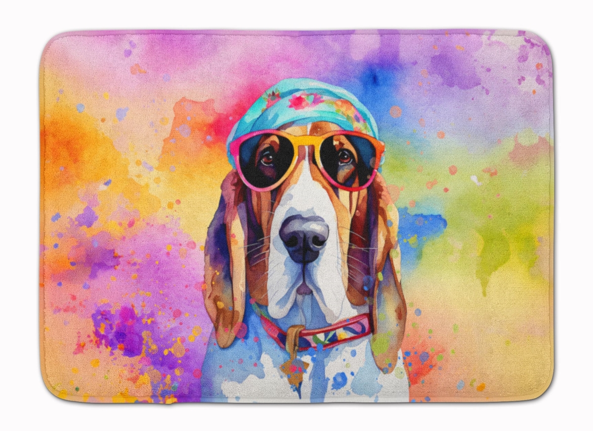 19 x 27 in. Basset Hound Hippie Dawg Memory Foam Kitchen Mat