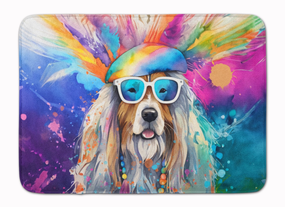 19 x 27 in. Bearded Collie Hippie Dawg Memory Foam Kitchen Mat