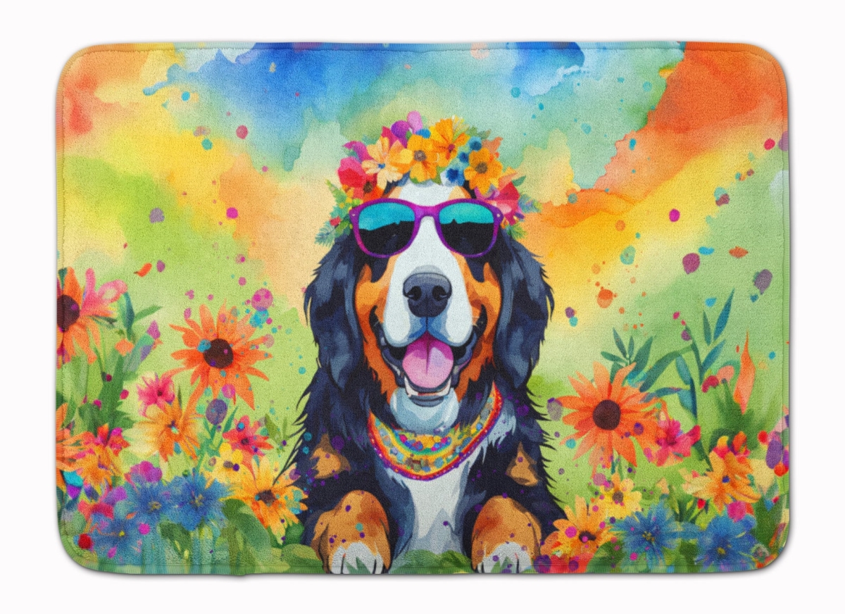 19 x 27 in. Bernese Mountain Dog Hippie Dawg Memory Foam Kitchen Mat