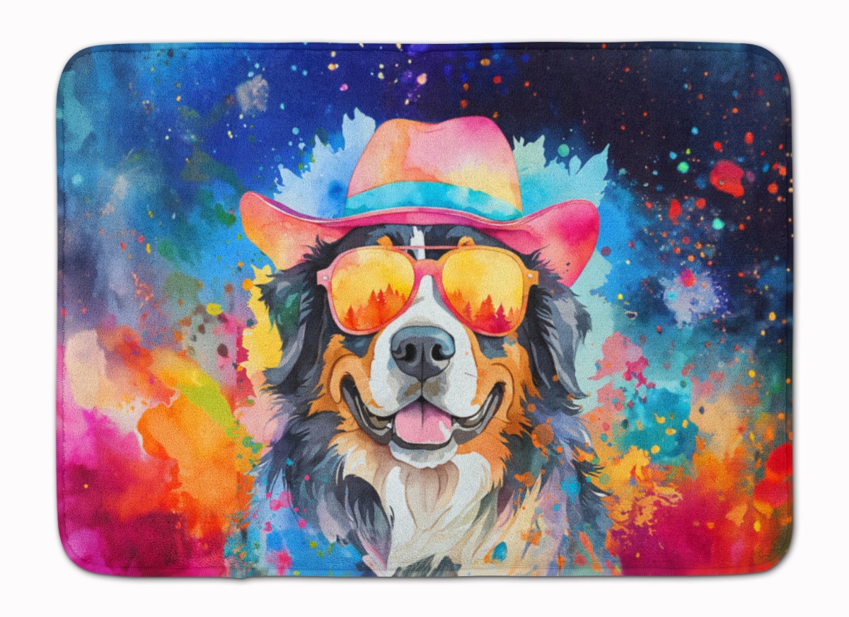 19 x 27 in. Bernese Mountain Dog Hippie Dawg Memory Foam Kitchen Mat