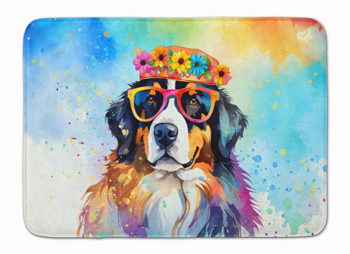 19 x 27 in. Bernese Mountain Dog Hippie Dawg Memory Foam Kitchen Mat