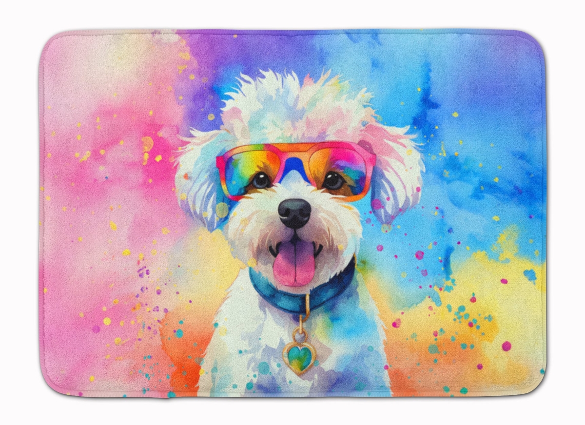19 x 27 in. Bichon Frise Hippie Dawg Memory Foam Kitchen Mat