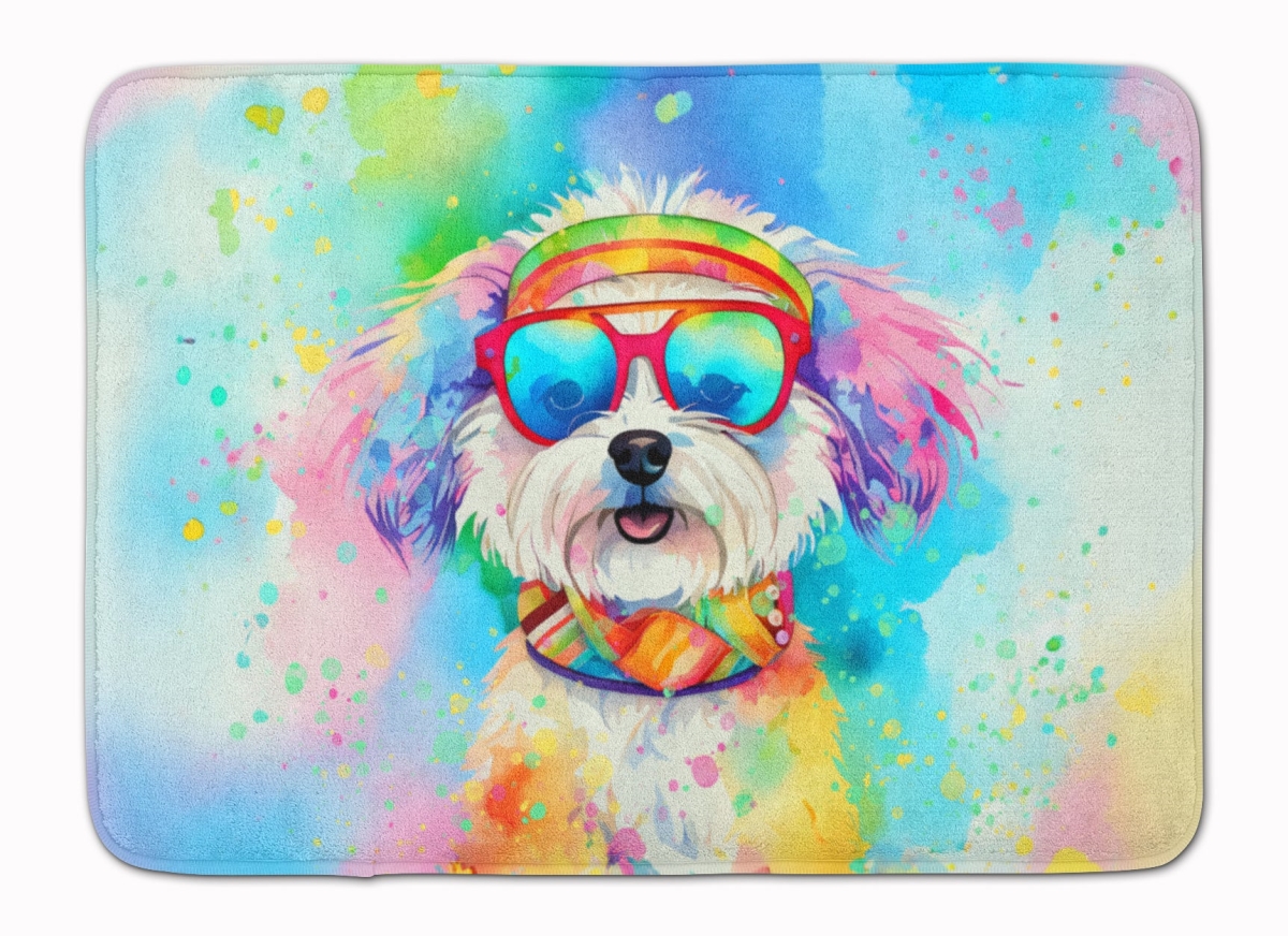 19 x 27 in. Bichon Frise Hippie Dawg Memory Foam Kitchen Mat