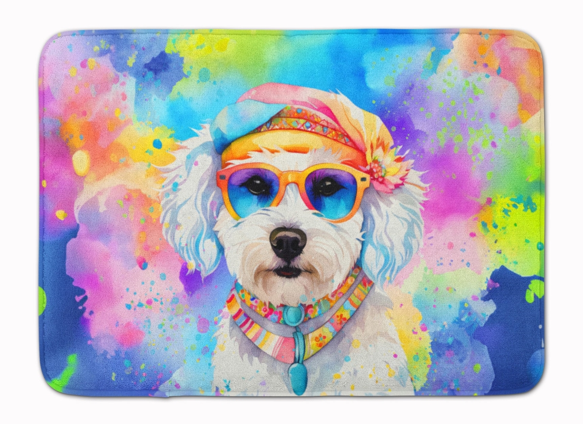 19 x 27 in. Bichon Frise Hippie Dawg Memory Foam Kitchen Mat