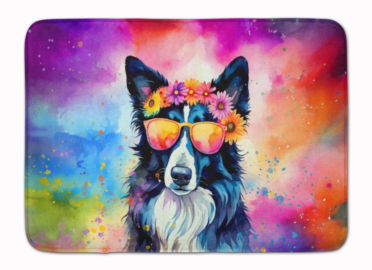 19 x 27 in. Border Collie Hippie Dawg Memory Foam Kitchen Mat