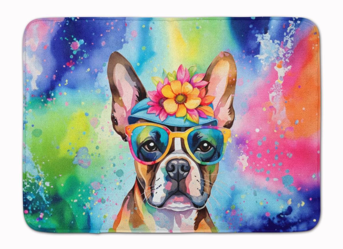 19 x 27 in. Boston Terrier Hippie Dawg Memory Foam Kitchen Mat