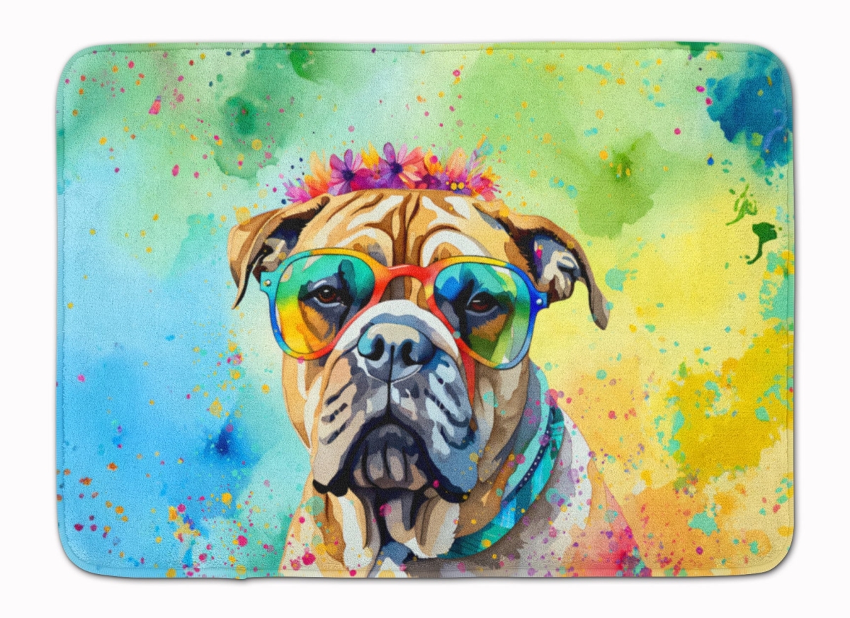 19 x 27 in. Bullmastiff Hippie Dawg Memory Foam Kitchen Mat