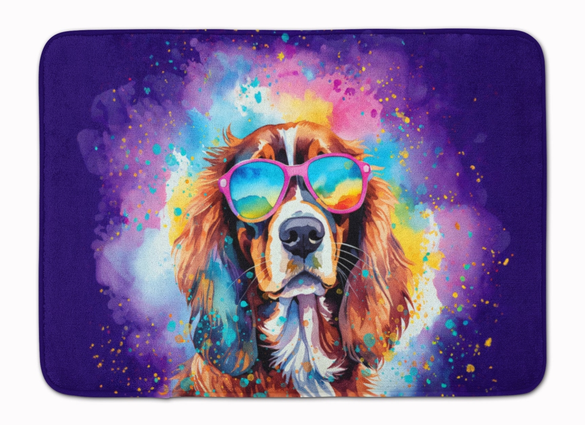 19 x 27 in. Cavalier Spaniel Hippie Dawg Memory Foam Kitchen Mat