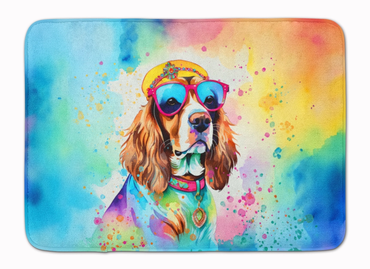 19 x 27 in. Cavalier Spaniel Hippie Dawg Memory Foam Kitchen Mat