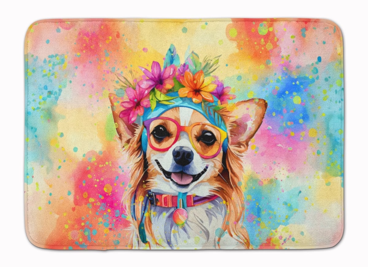 19 x 27 in. Chihuahua Hippie Dawg Memory Foam Kitchen Mat