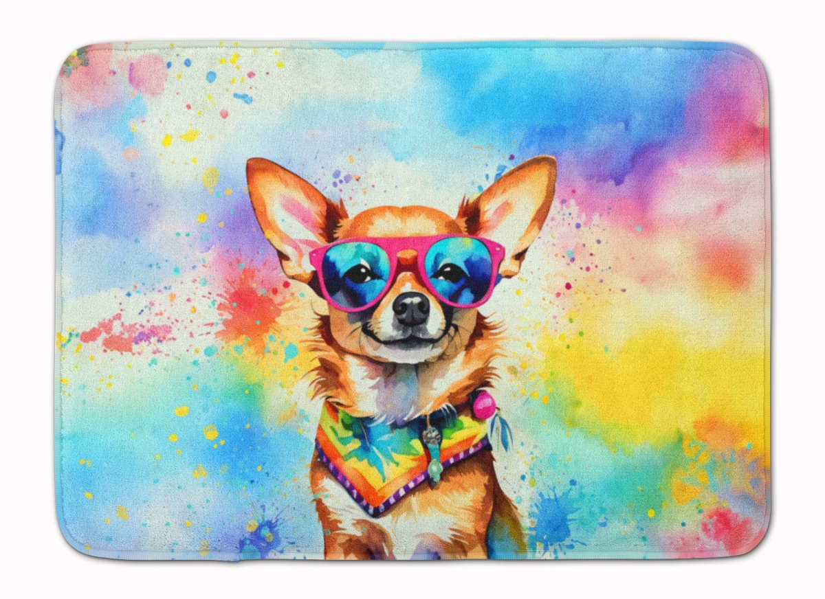 19 x 27 in. Chihuahua Hippie Dawg Memory Foam Kitchen Mat