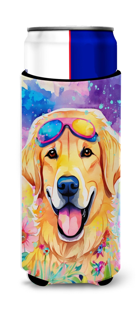 12 oz Yellow Labrador Hippie Dawg Hugger for Ultra Slim Cans