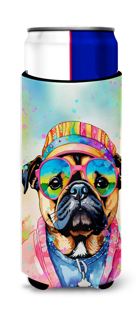 12 oz Pug Hippie Dawg Hugger for Ultra Slim Cans