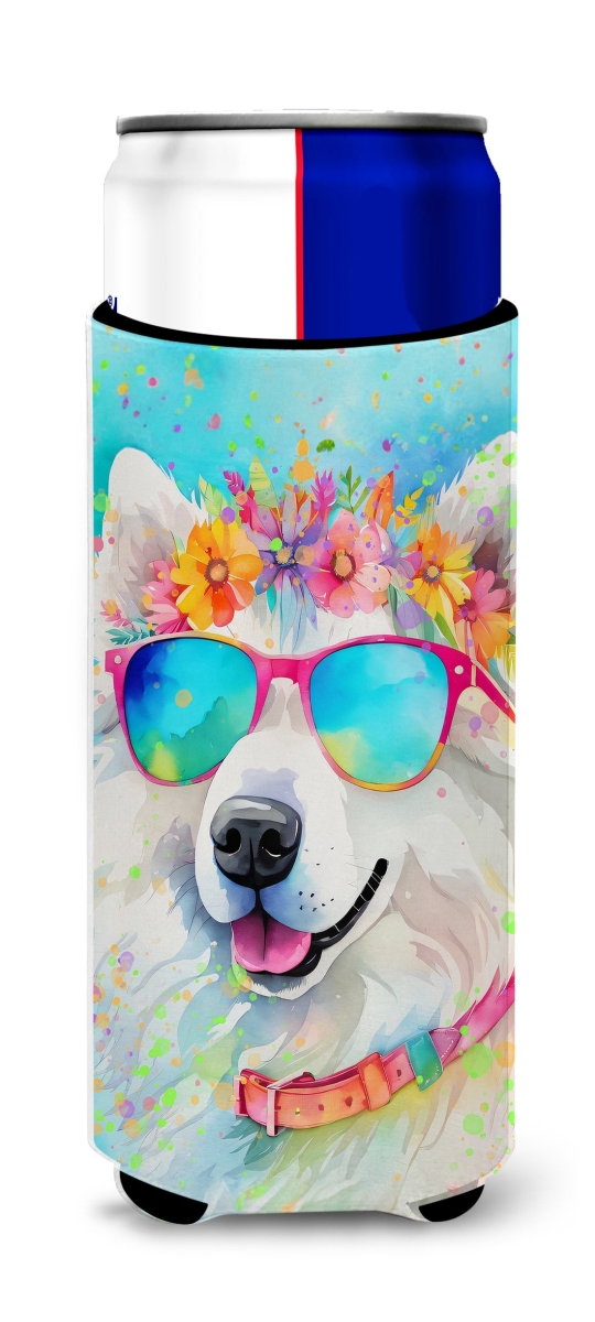 12 oz Samoyed Hippie Dawg Hugger for Ultra Slim Cans