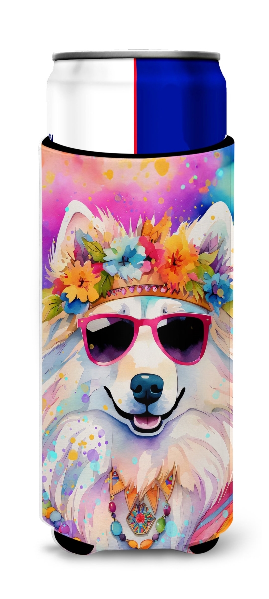 12 oz Samoyed Hippie Dawg Hugger for Ultra Slim Cans