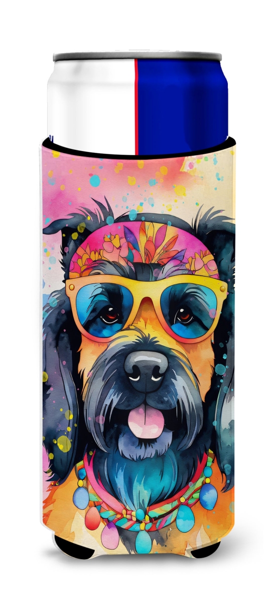 12 oz Scottish Terrier Hippie Dawg Hugger for Ultra Slim Cans