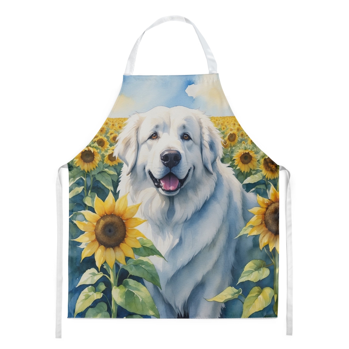 30 x 27 in. Great Pyrenees in Sunflowers Apron -  CoolCookware, CO4410606