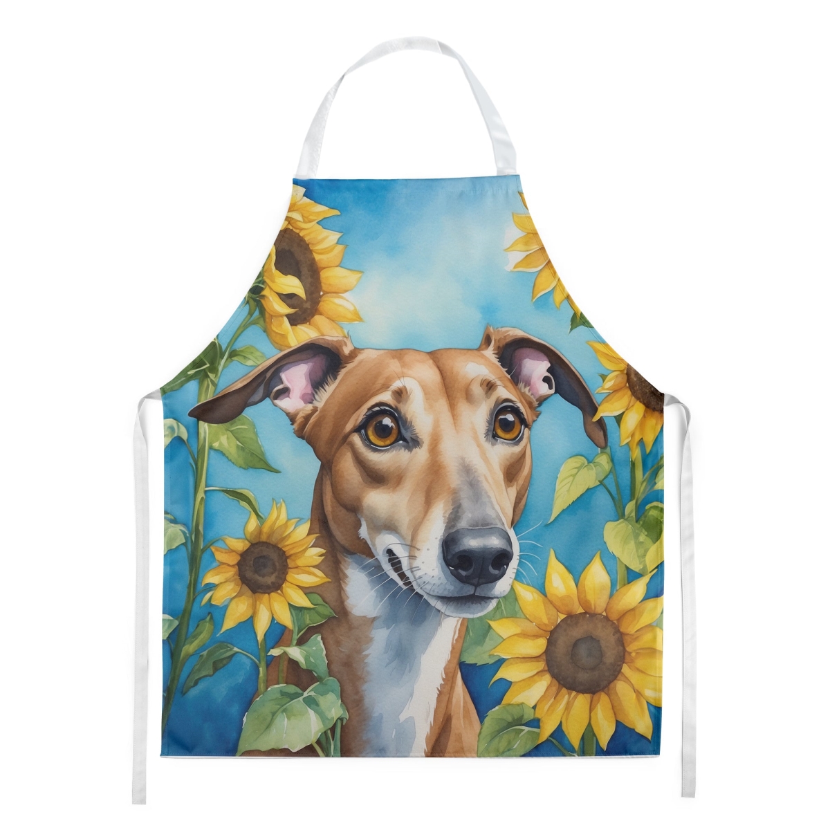 Picture of Carolines Treasures DAC6095APRON 30 x 27 in. Greyhound in Sunflowers Apron