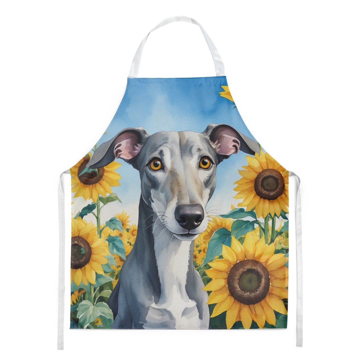 Picture of Carolines Treasures DAC6096APRON 30 x 27 in. Greyhound in Sunflowers Apron