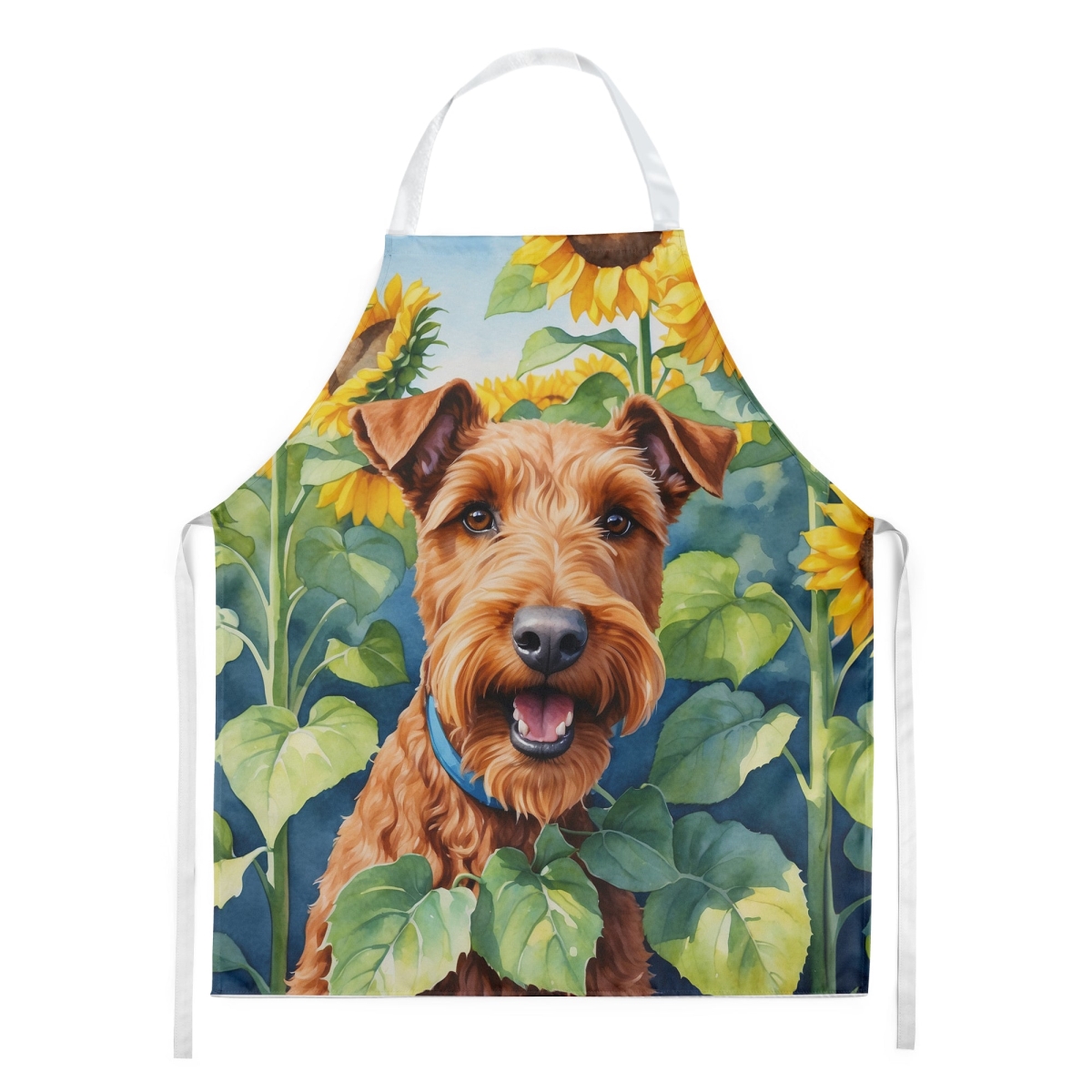 Picture of Carolines Treasures DAC6099APRON 30 x 27 in. Irish Terrier in Sunflowers Apron