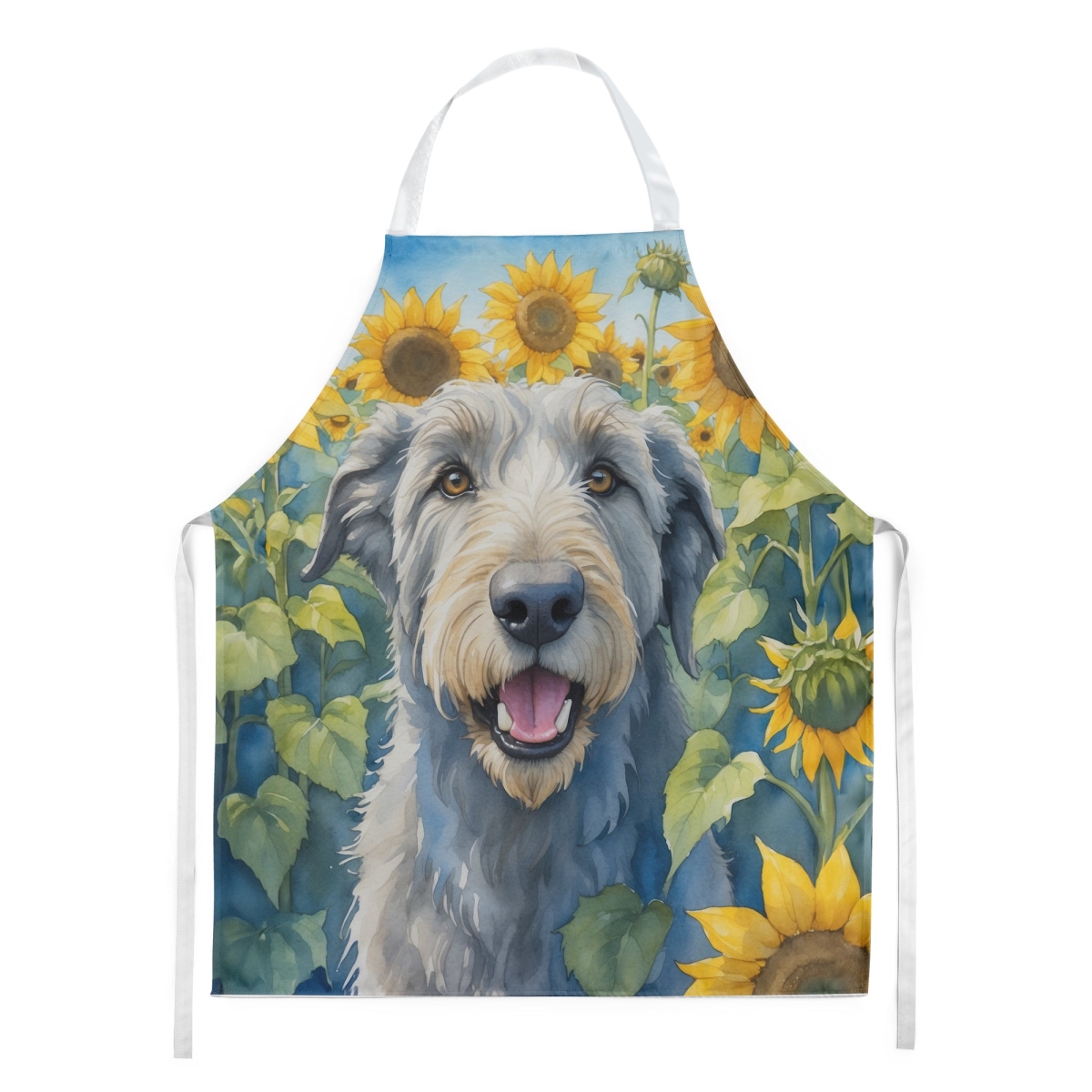 Picture of Carolines Treasures DAC6100APRON 30 x 27 in. Irish Wolfhound in Sunflowers Apron