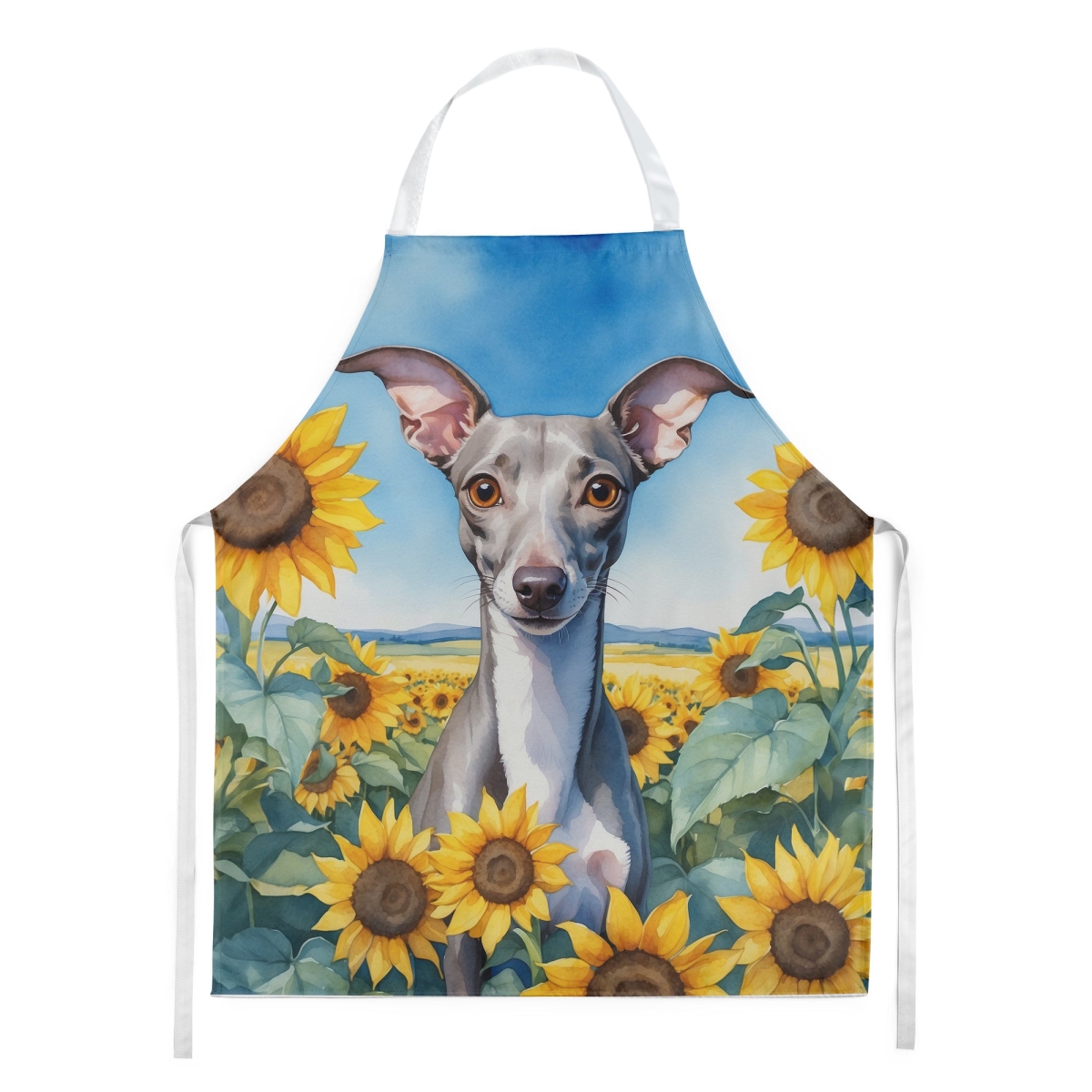 Picture of Carolines Treasures DAC6101APRON 30 x 27 in. Italian Greyhound in Sunflowers Apron