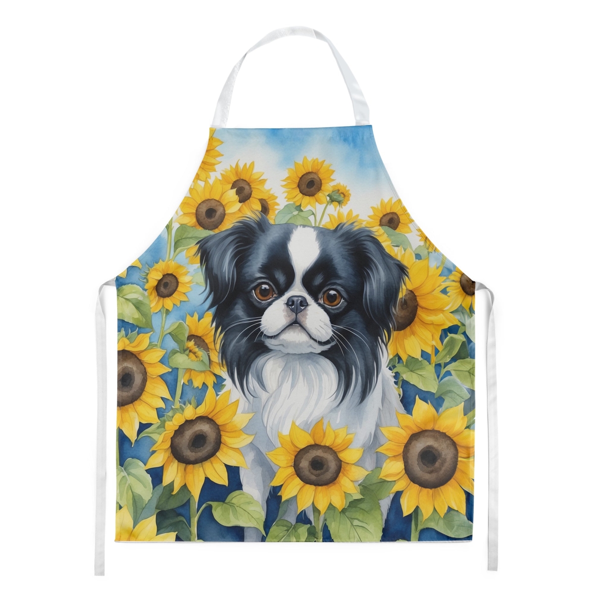 Picture of Carolines Treasures DAC6103APRON 30 x 27 in. Japanese Chin in Sunflowers Apron
