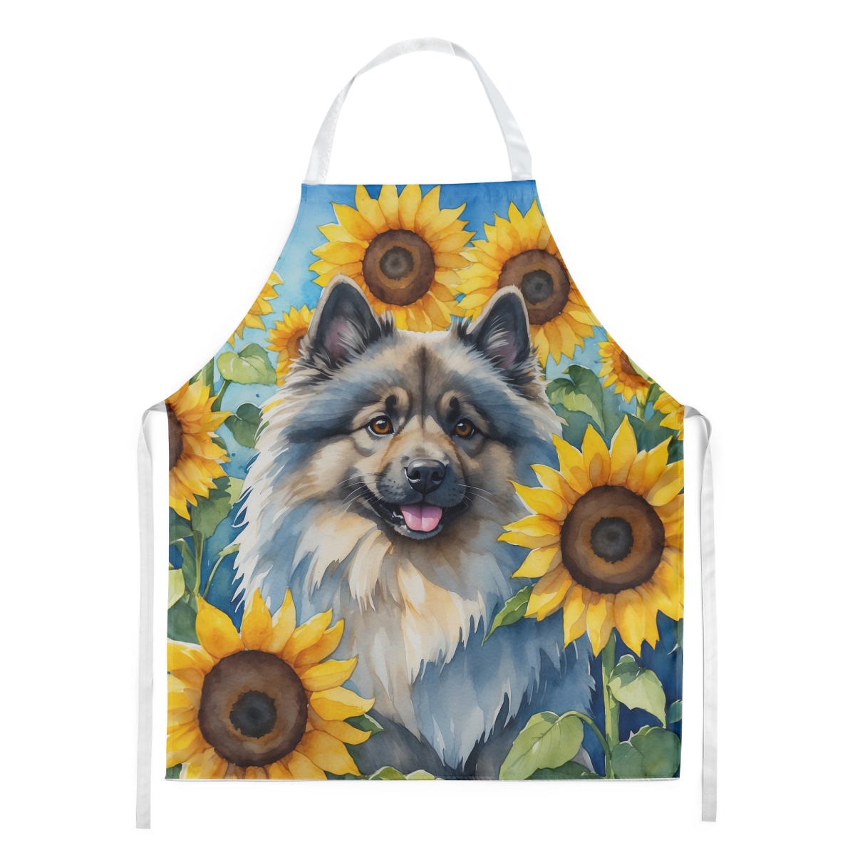 Picture of Carolines Treasures DAC6105APRON 30 x 27 in. Keeshond in Sunflowers Apron