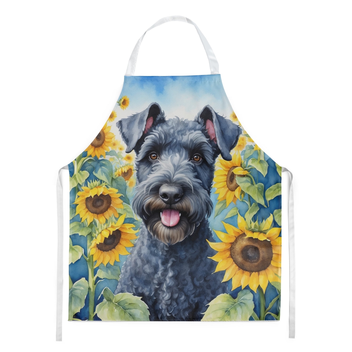Picture of Carolines Treasures DAC6106APRON 30 x 27 in. Kerry Blue Terrier in Sunflowers Apron