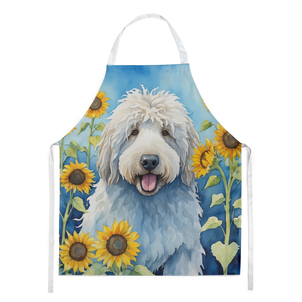 Picture of Carolines Treasures DAC6107APRON 30 x 27 in. Komondor in Sunflowers Apron