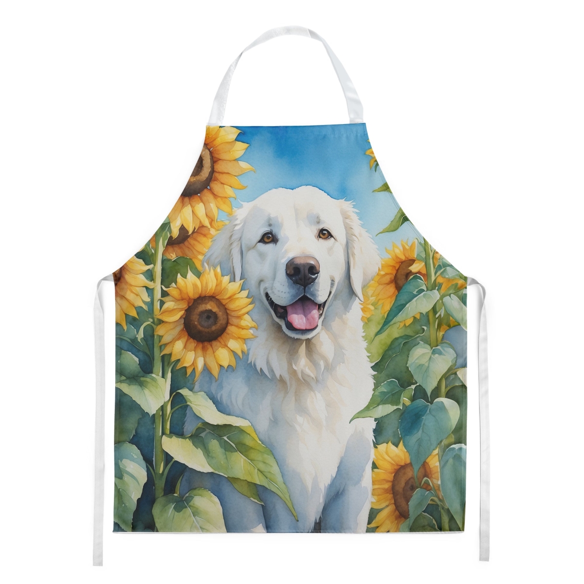 Picture of Carolines Treasures DAC6108APRON 30 x 27 in. Kuvasz in Sunflowers Apron