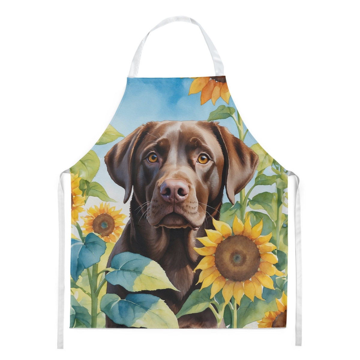 Picture of Carolines Treasures DAC6110APRON 30 x 27 in. Labrador Retriever in Sunflowers Apron