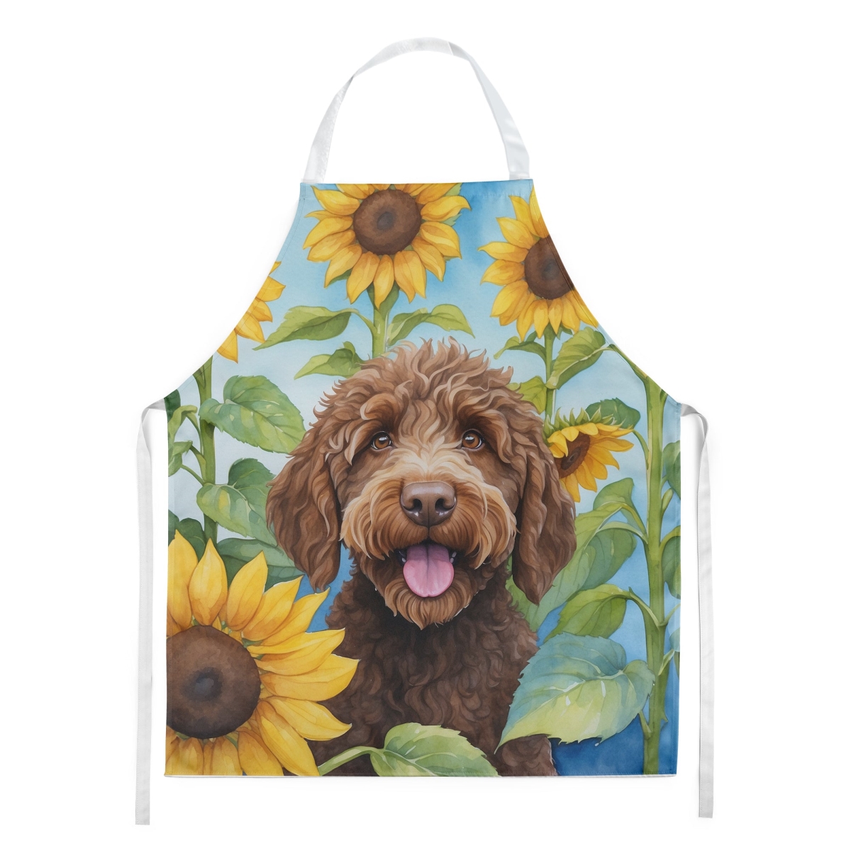 Picture of Carolines Treasures DAC6112APRON 30 x 27 in. Labradoodle in Sunflowers Apron