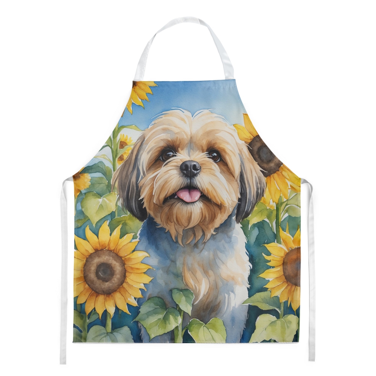 Picture of Carolines Treasures DAC6116APRON 30 x 27 in. Lhasa Apso in Sunflowers Apron