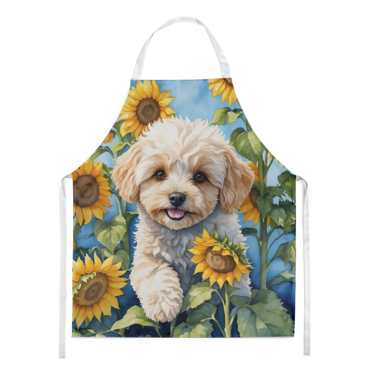 Picture of Carolines Treasures DAC6118APRON 30 x 27 in. Maltipoo in Sunflowers Apron