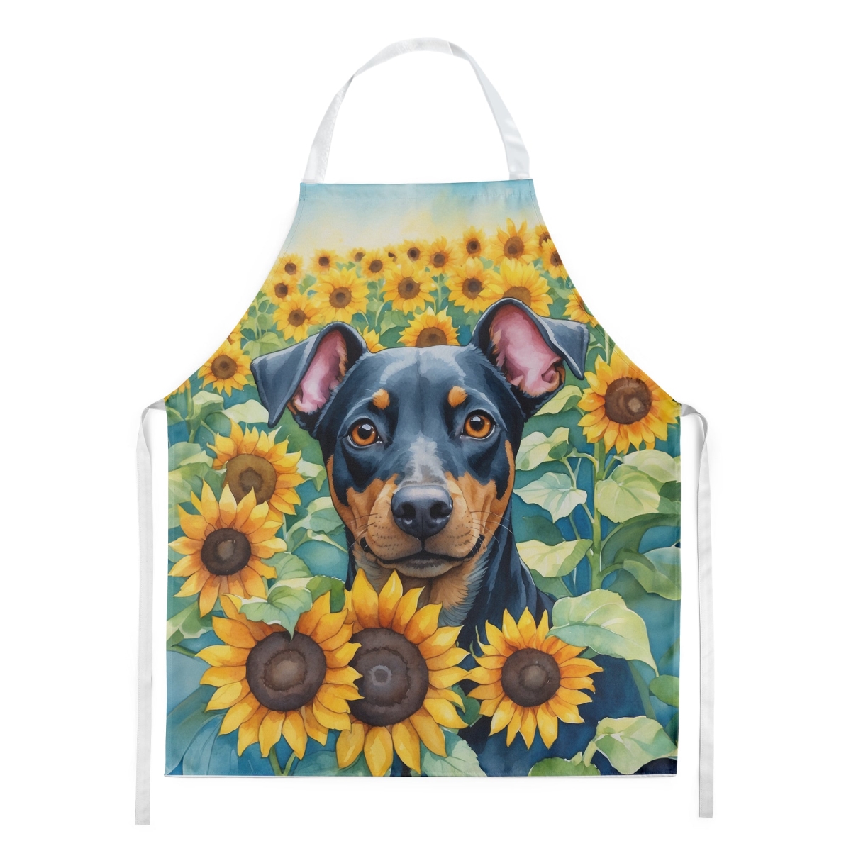 Picture of Carolines Treasures DAC6119APRON 30 x 27 in. Manchester Terrier in Sunflowers Apron