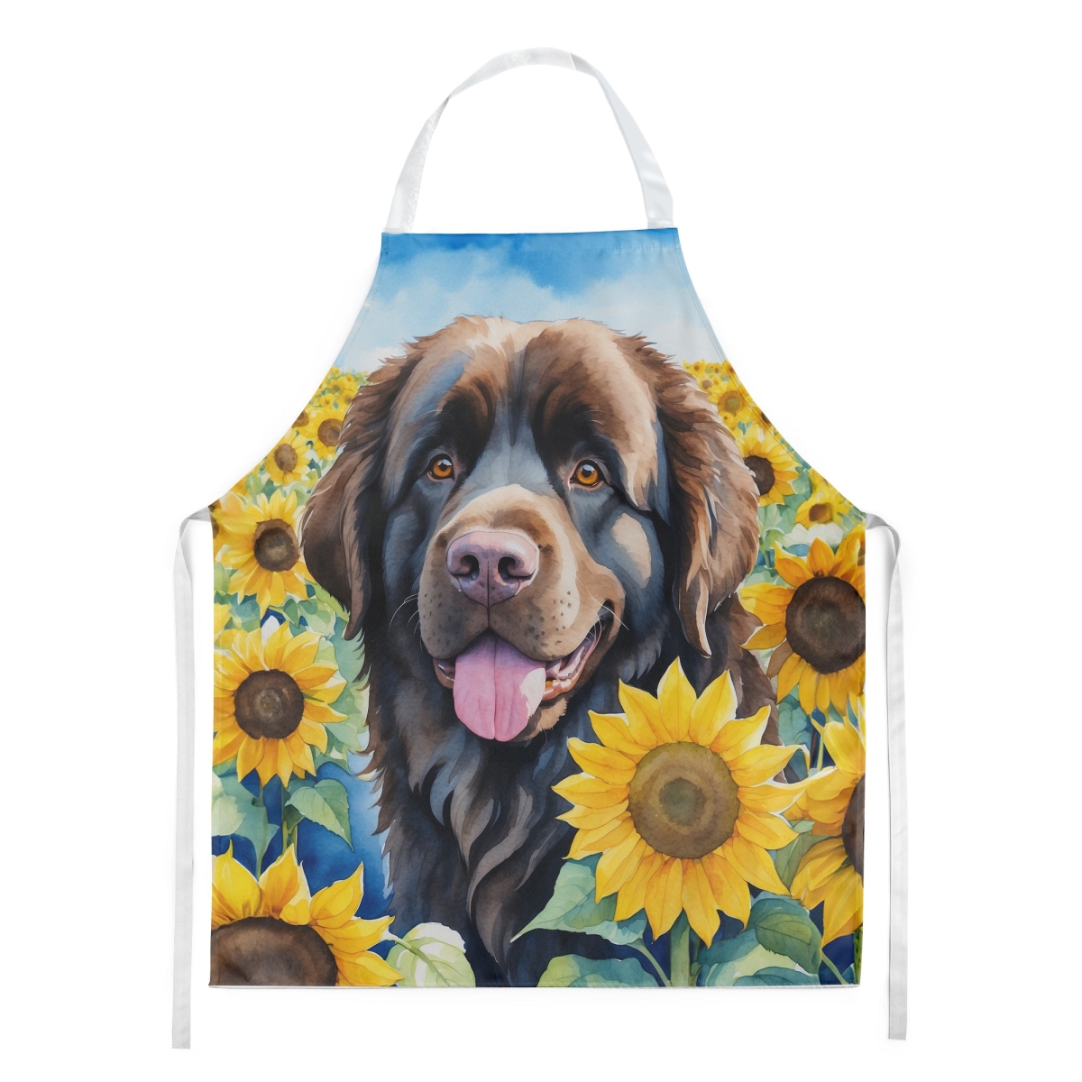 Picture of Carolines Treasures DAC6124APRON 30 x 27 in. foundland in Sunflowers Apron