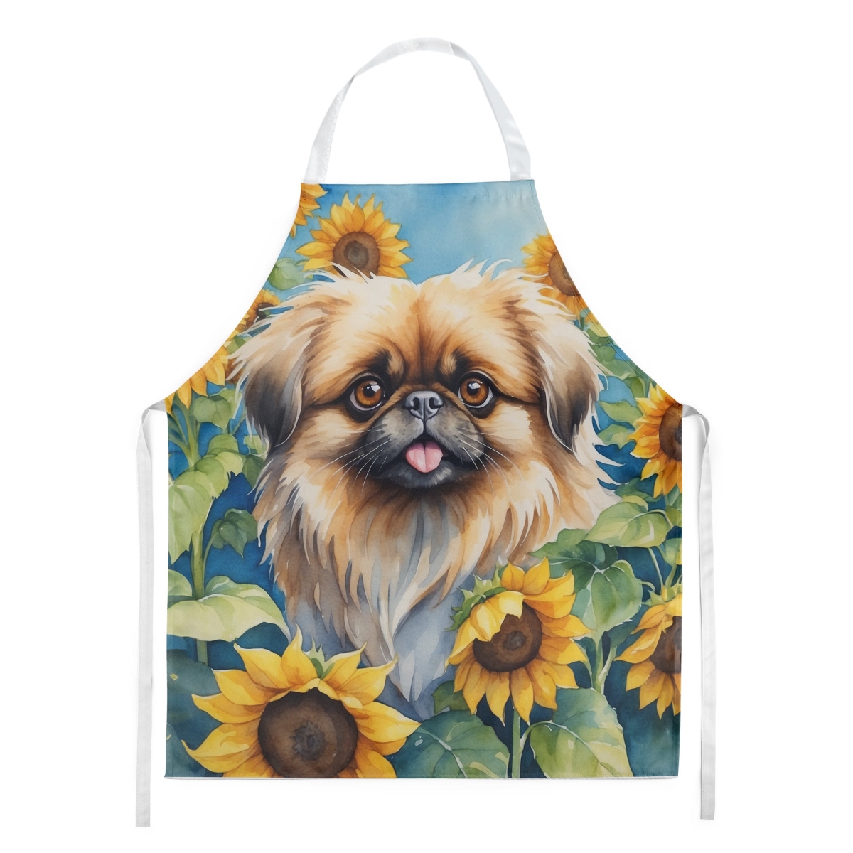 Picture of Carolines Treasures DAC6132APRON 30 x 27 in. Pekingese in Sunflowers Apron