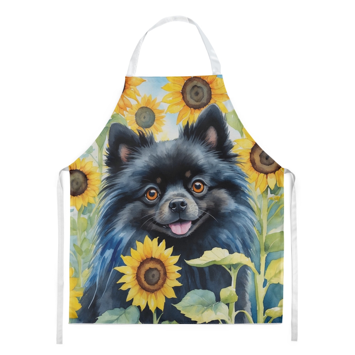 Picture of Carolines Treasures DAC6135APRON 30 x 27 in. Pomeranian in Sunflowers Apron