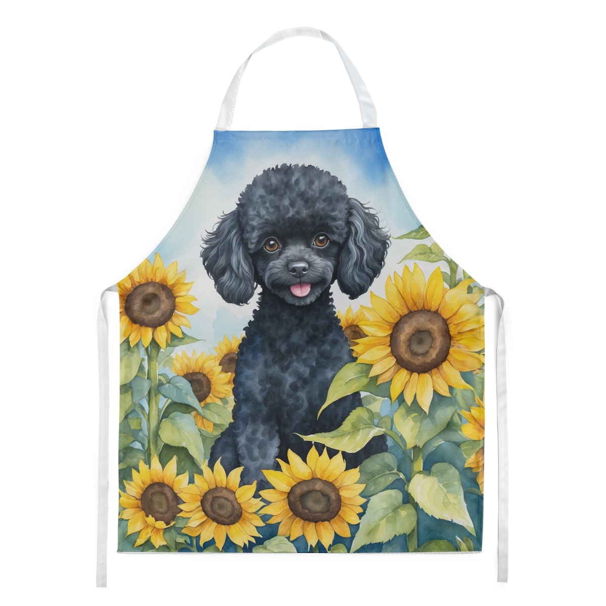 Picture of Carolines Treasures DAC6137APRON 30 x 27 in. Black Poodle in Sunflowers Apron