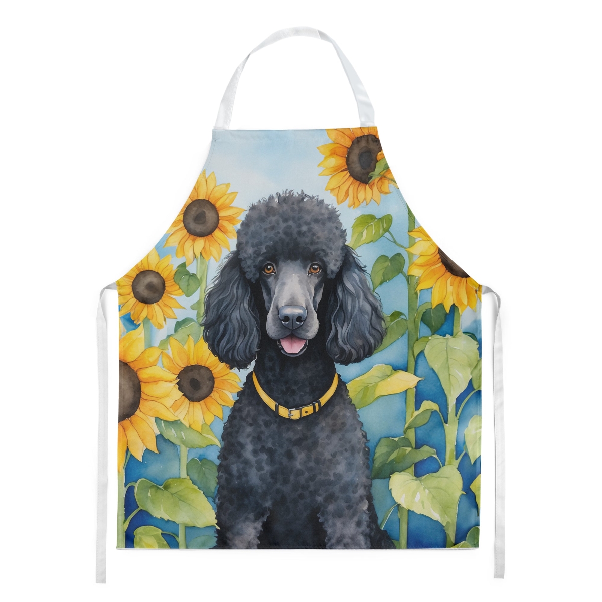 Picture of Carolines Treasures DAC6138APRON 30 x 27 in. Black Poodle in Sunflowers Apron