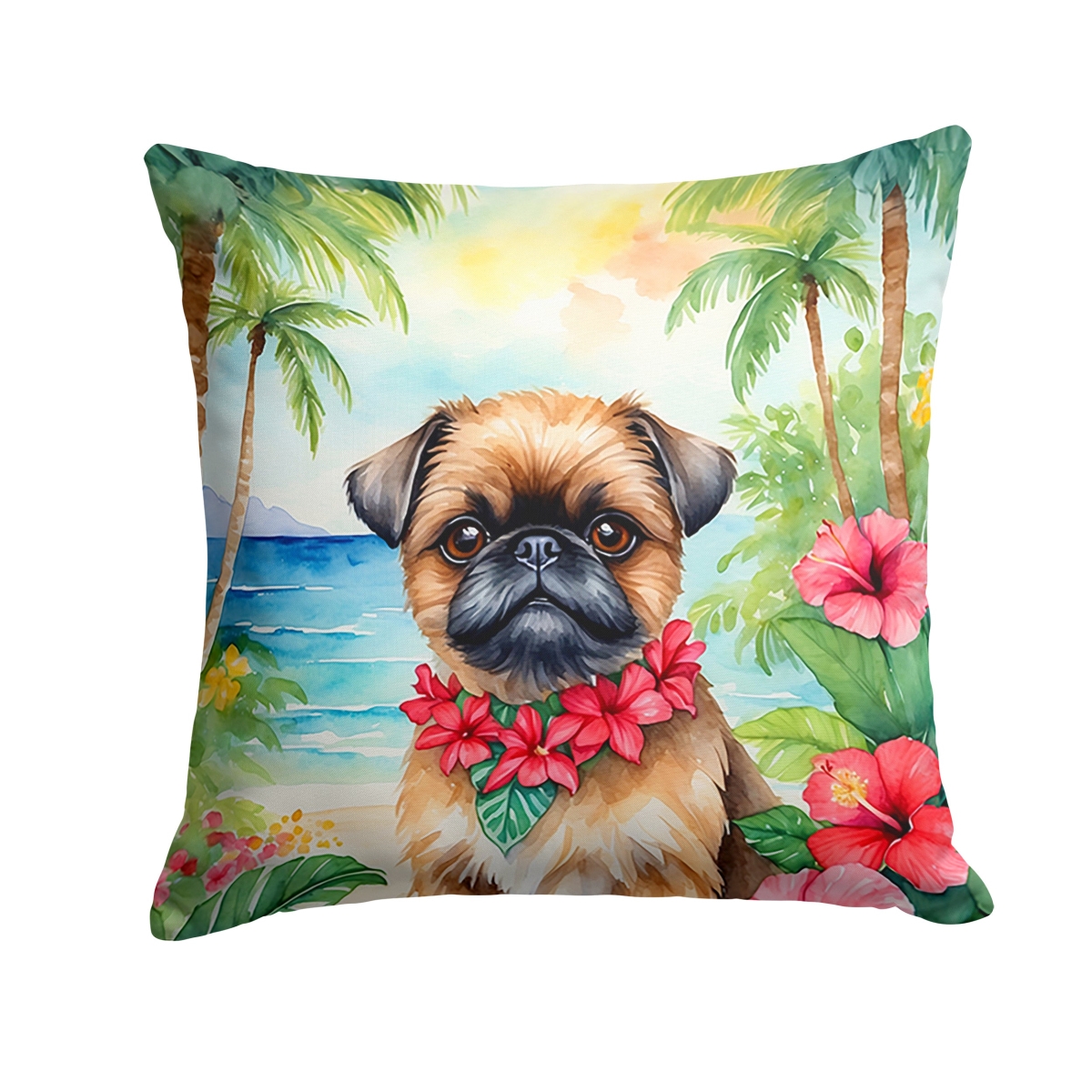 14 x 14 in. Brussels Griffon Luau Throw Pillow