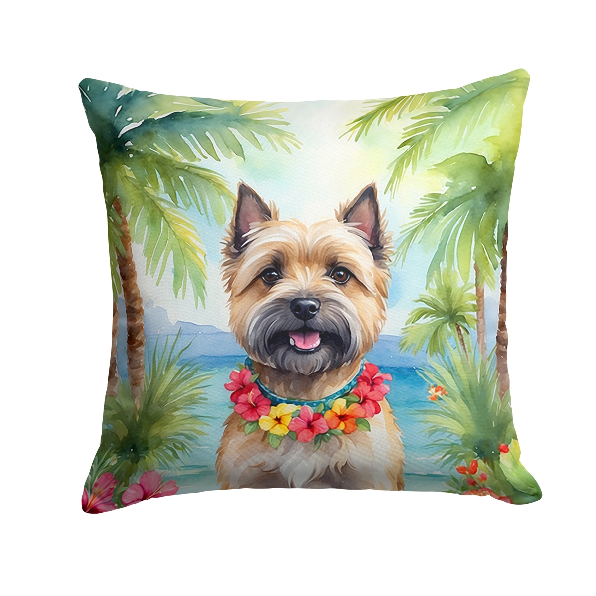 14 x 14 in. Cairn Terrier Luau Throw Pillow