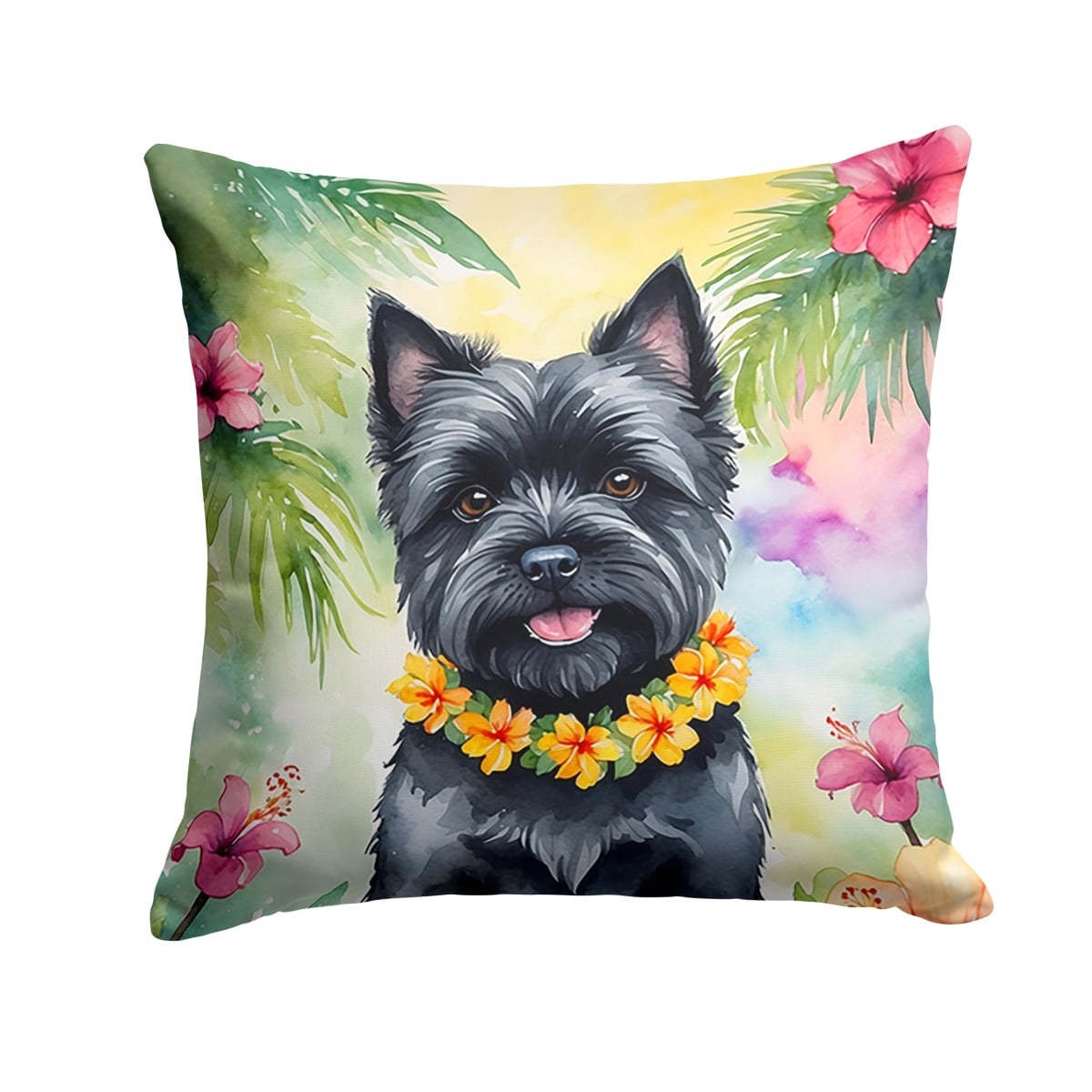 14 x 14 in. Cairn Terrier Luau Throw Pillow