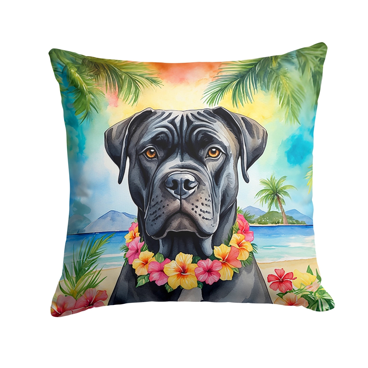 14 x 14 in. Cane Corso Luau Throw Pillow