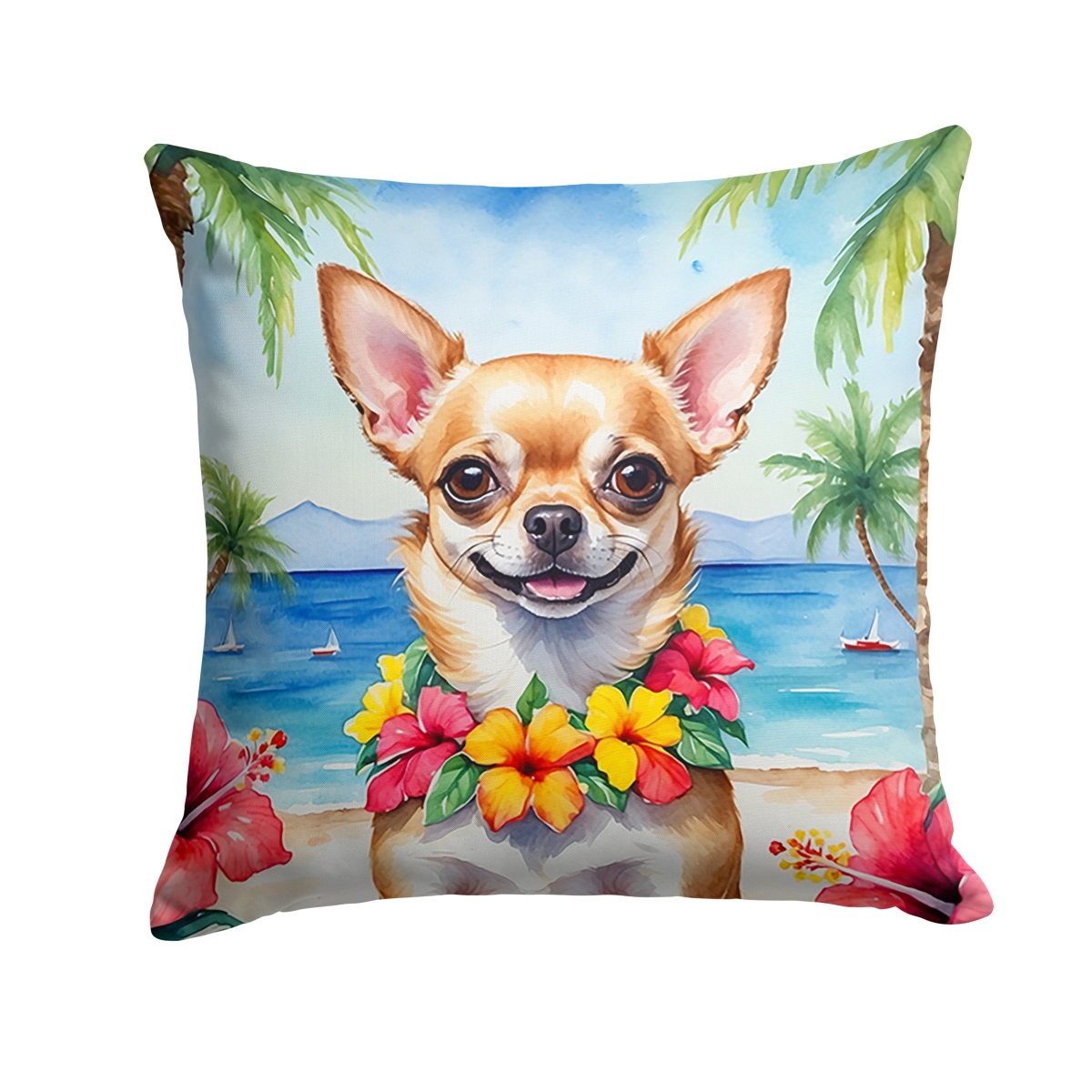 14 x 14 in. Chihuahua Luau Throw Pillow