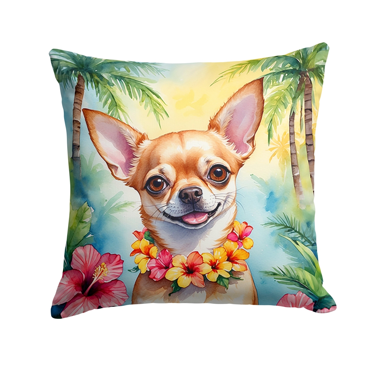 14 x 14 in. Chihuahua Luau Throw Pillow