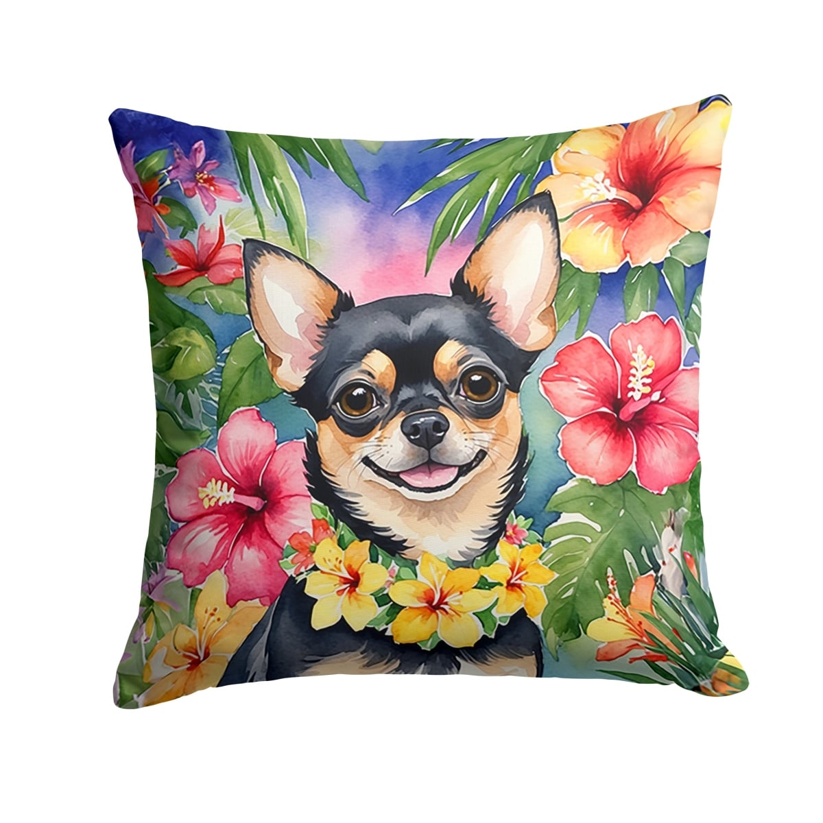 14 x 14 in. Chihuahua Luau Throw Pillow