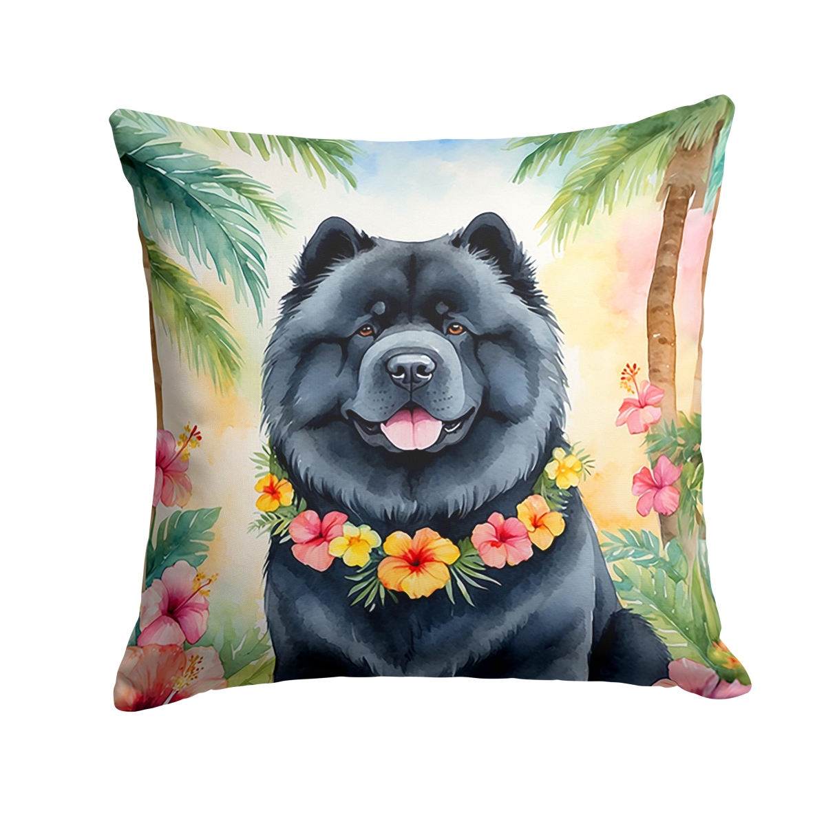 14 x 14 in. Chow Chow Luau Throw Pillow